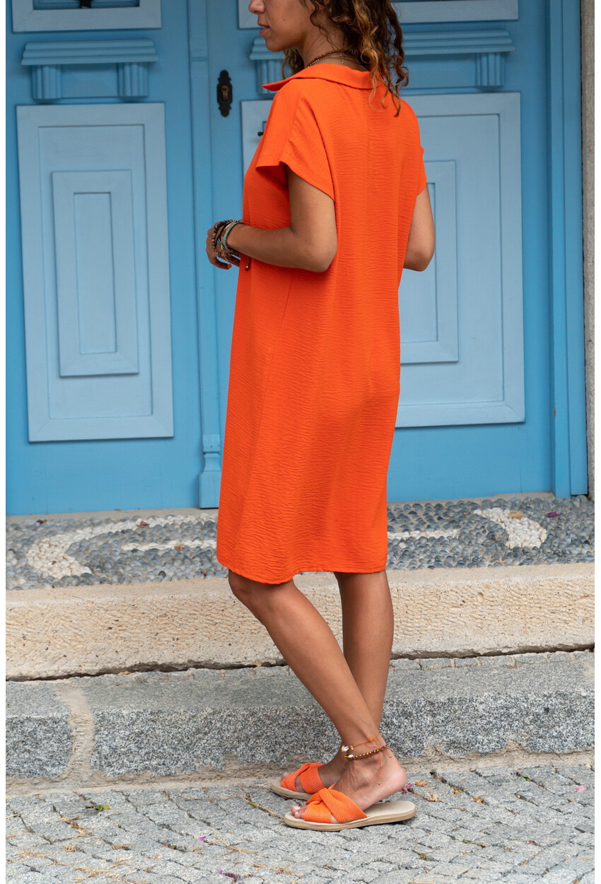 Turuncu Polo Yaka Airobin Elbise GK-BST2883
