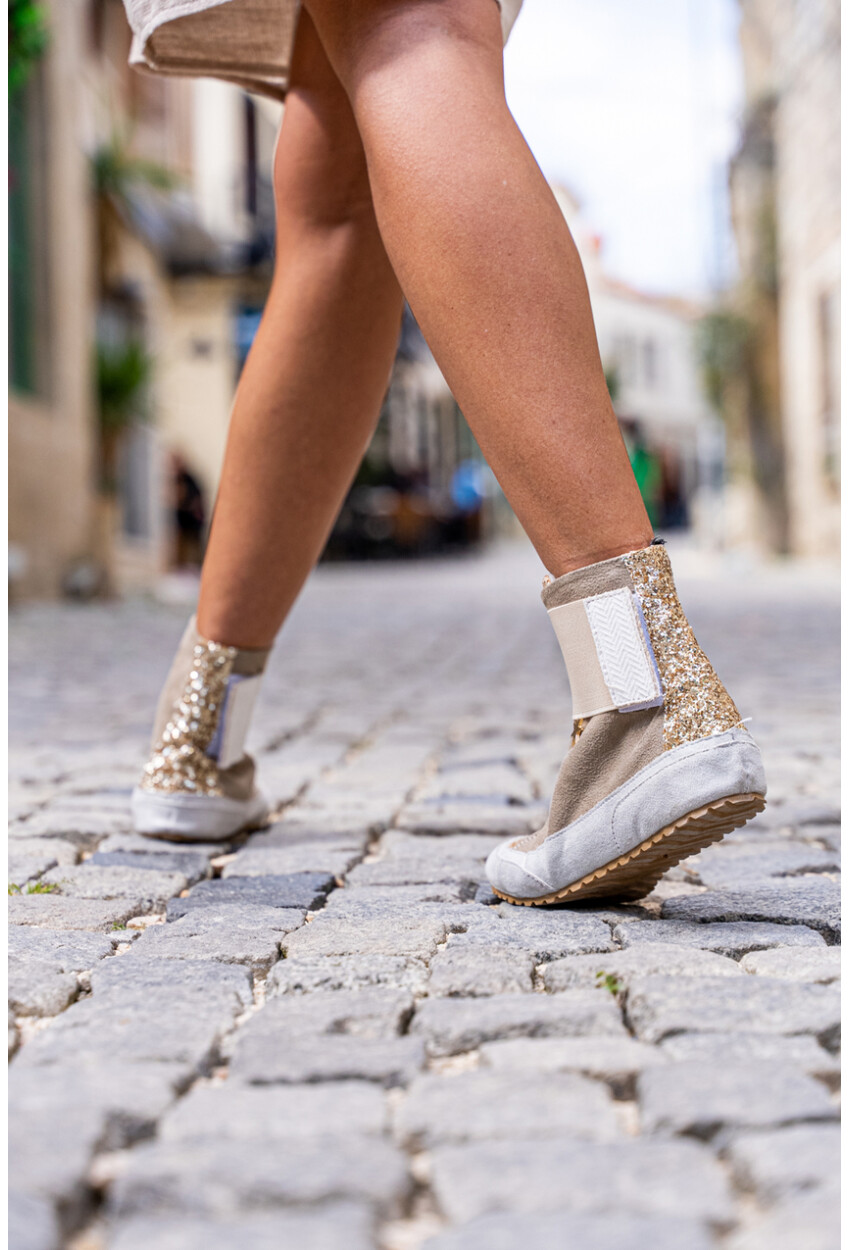 Guki35 Kadın Bej Günlük Rahat Vegan Pure High Top Sneaker Gk-Puppis016