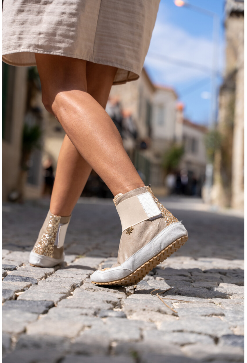 Guki35 Kadın Bej Günlük Rahat Vegan Pure High Top Sneaker Gk-Puppis016