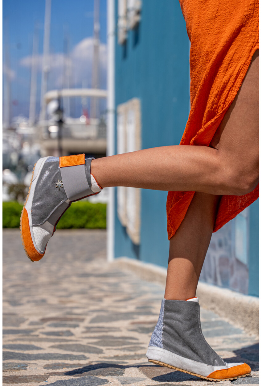 Guki35 Kadın Gri Günlük Rahat Vegan Force High Top Sneaker Gk-Puppis015
