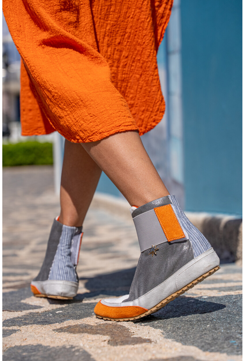 Guki35 Kadın Gri Günlük Rahat Vegan Force High Top Sneaker Gk-Puppis015