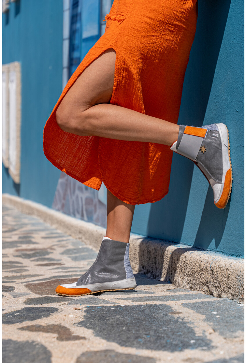 Guki35 Kadın Gri Günlük Rahat Vegan Force High Top Sneaker Gk-Puppis015