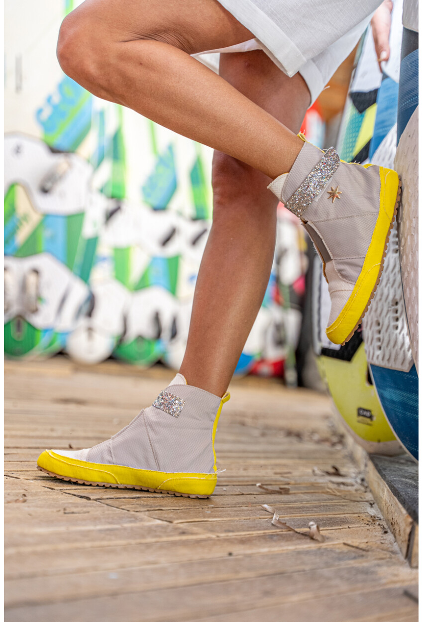Guki35 Kadın Gri Günlük Rahat Vegan Peace High Top Sneaker Gk-Leporis007