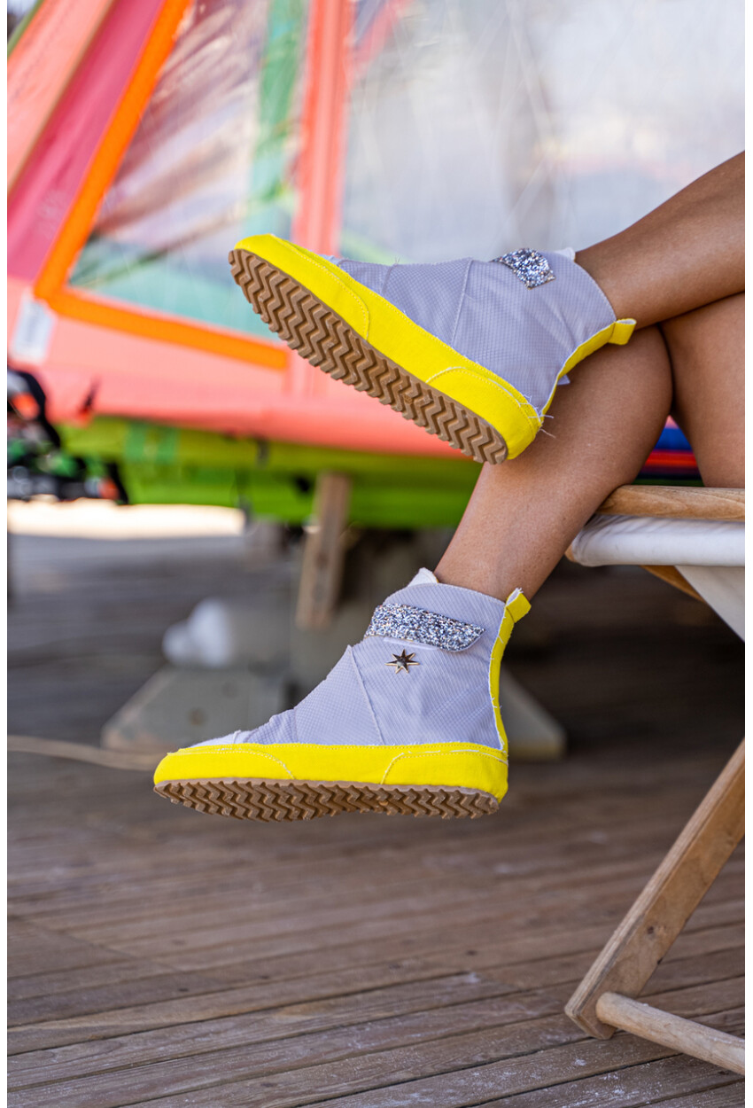 Guki35 Kadın Gri Günlük Rahat Vegan Peace High Top Sneaker Gk-Leporis007
