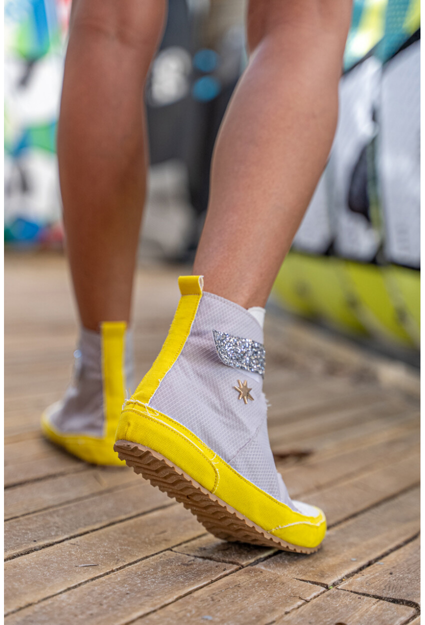 Guki35 Kadın Gri Günlük Rahat Vegan Peace High Top Sneaker Gk-Leporis007