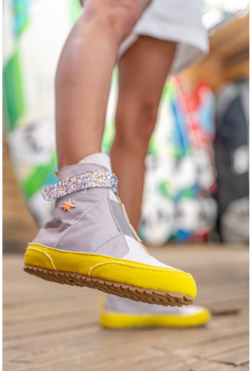 Guki35 Kadın Gri Günlük Rahat Vegan Peace High Top Sneaker Gk-Leporis007
