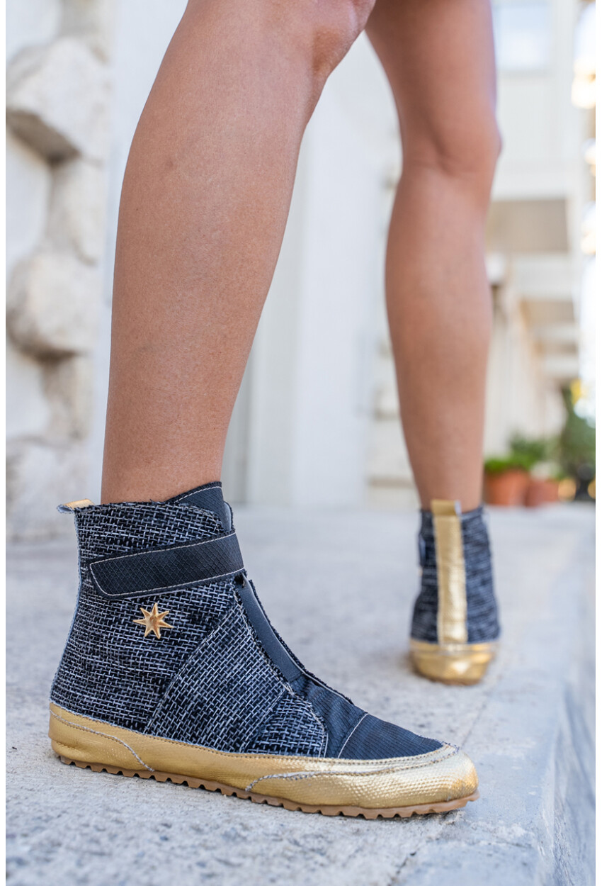 Guki35 Kadın Siyah Günlük Rahat Vegan Solution High Top Sneaker Gk-Leporis010