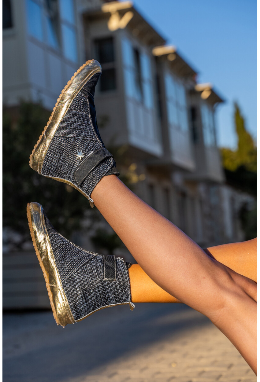 Guki35 Kadın Siyah Günlük Rahat Vegan Solution High Top Sneaker Gk-Leporis010