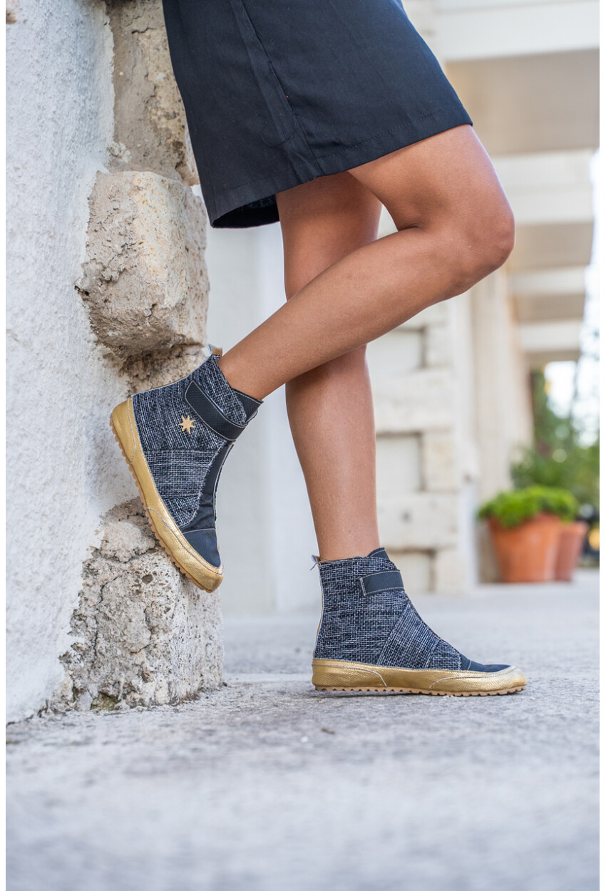 Guki35 Kadın Siyah Günlük Rahat Vegan Solution High Top Sneaker Gk-Leporis010