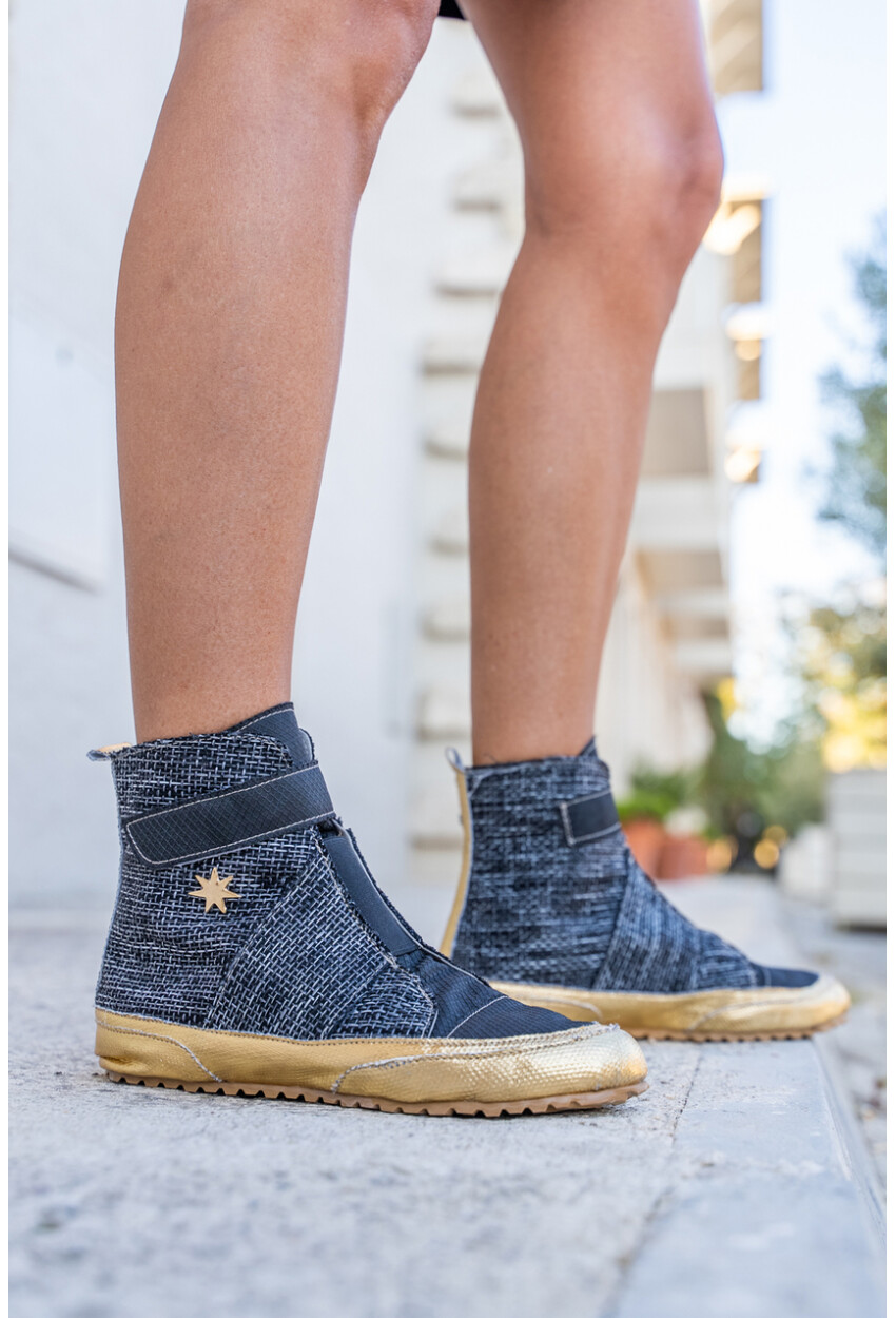 Guki35 Kadın Siyah Günlük Rahat Vegan Solution High Top Sneaker Gk-Leporis010