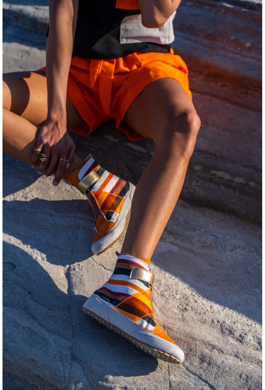 Guki35 Kadın Turuncu Günlük Rahat Vegan Muse High Top Sneaker Gk-Leporis008
