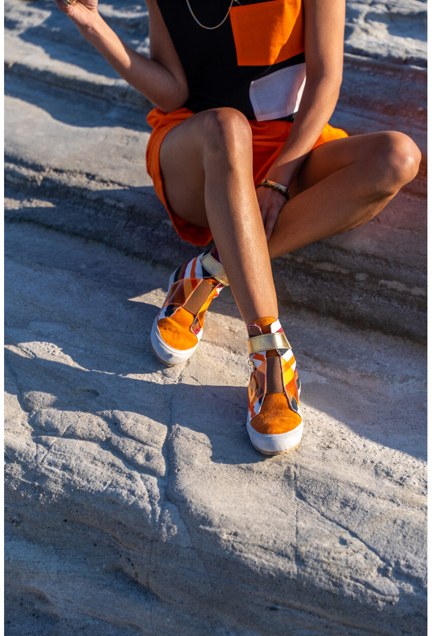 Guki35 Kadın Turuncu Günlük Rahat Vegan Muse High Top Sneaker Gk-Leporis008