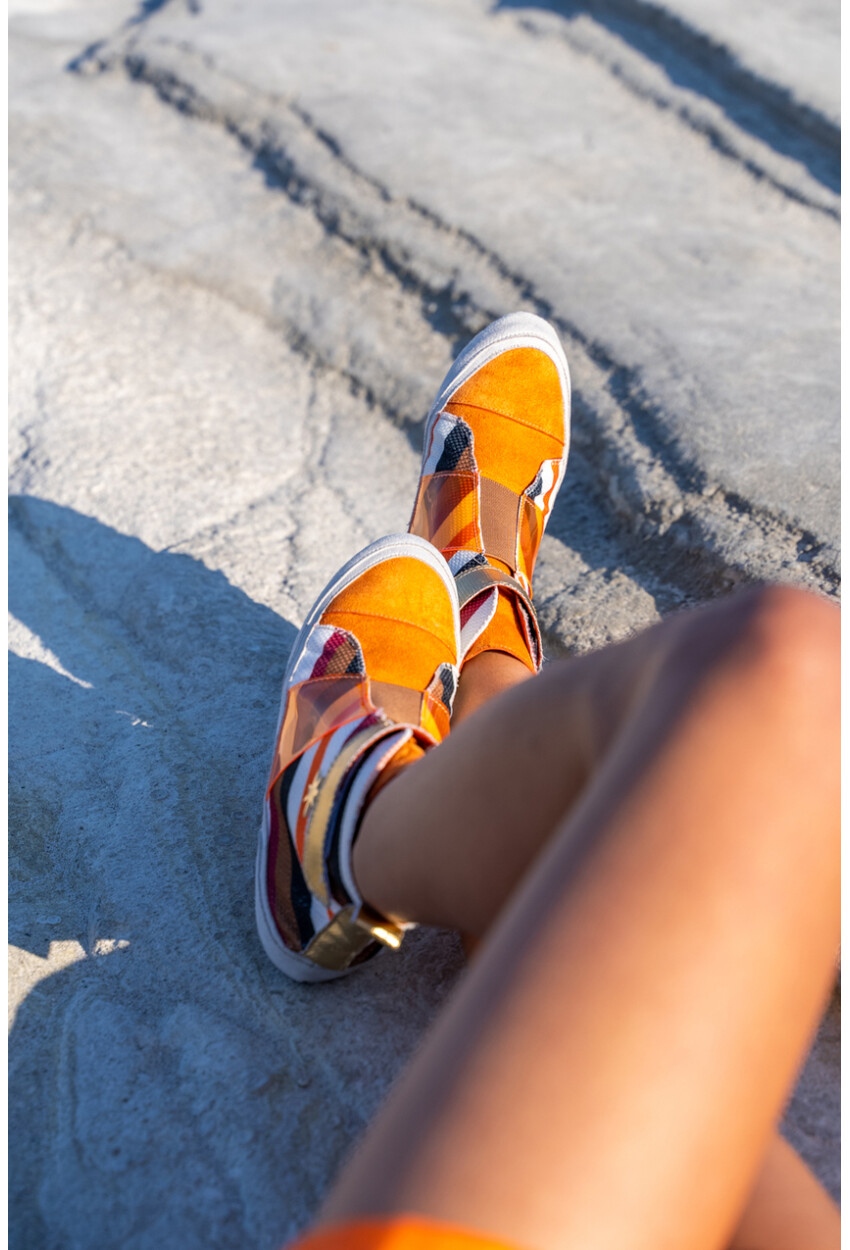 Guki35 Kadın Turuncu Günlük Rahat Vegan Muse High Top Sneaker Gk-Leporis008