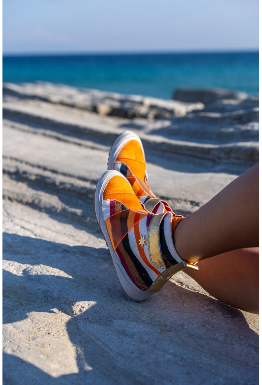 Guki35 Kadın Turuncu Günlük Rahat Vegan Muse High Top Sneaker Gk-Leporis008