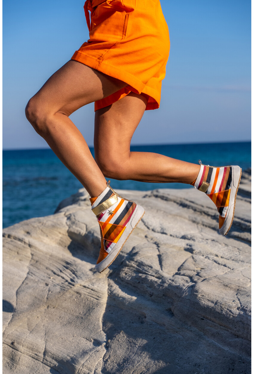 Guki35 Kadın Turuncu Günlük Rahat Vegan Muse High Top Sneaker Gk-Leporis008