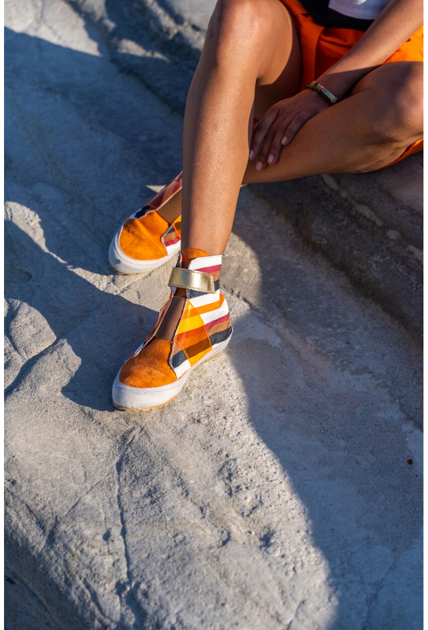 Guki35 Kadın Turuncu Günlük Rahat Vegan Muse High Top Sneaker Gk-Leporis008