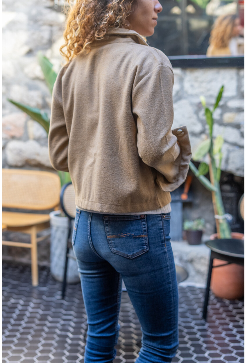 Kadın Camel Kaşe Cepli Düğmeli Kısa Ceket Bst3291