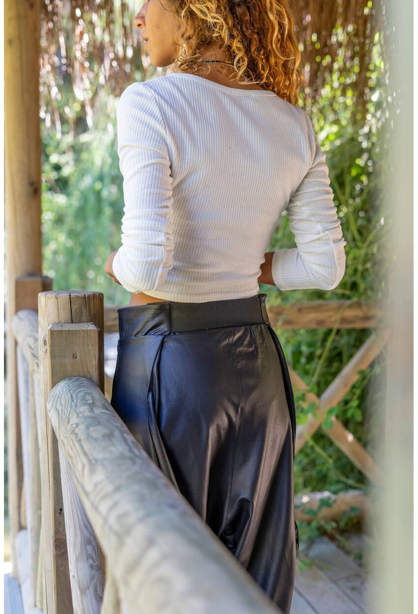 Kadın Ekru Crop Yarım Patlı Eteği Bantlı Kaşkorse Bluz Gz1