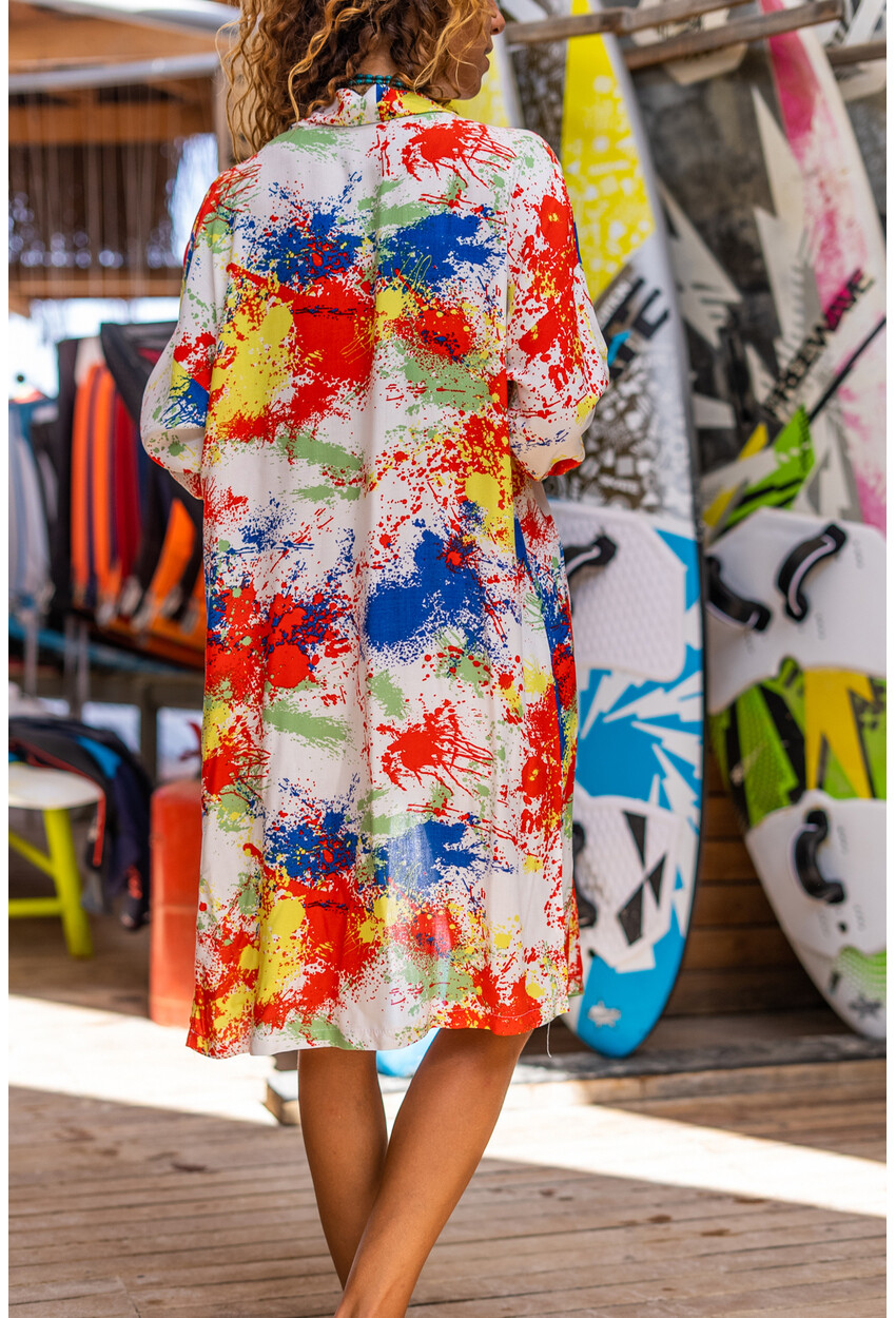 Kadın Ekru Desenli Salaş Kimono BST3158E