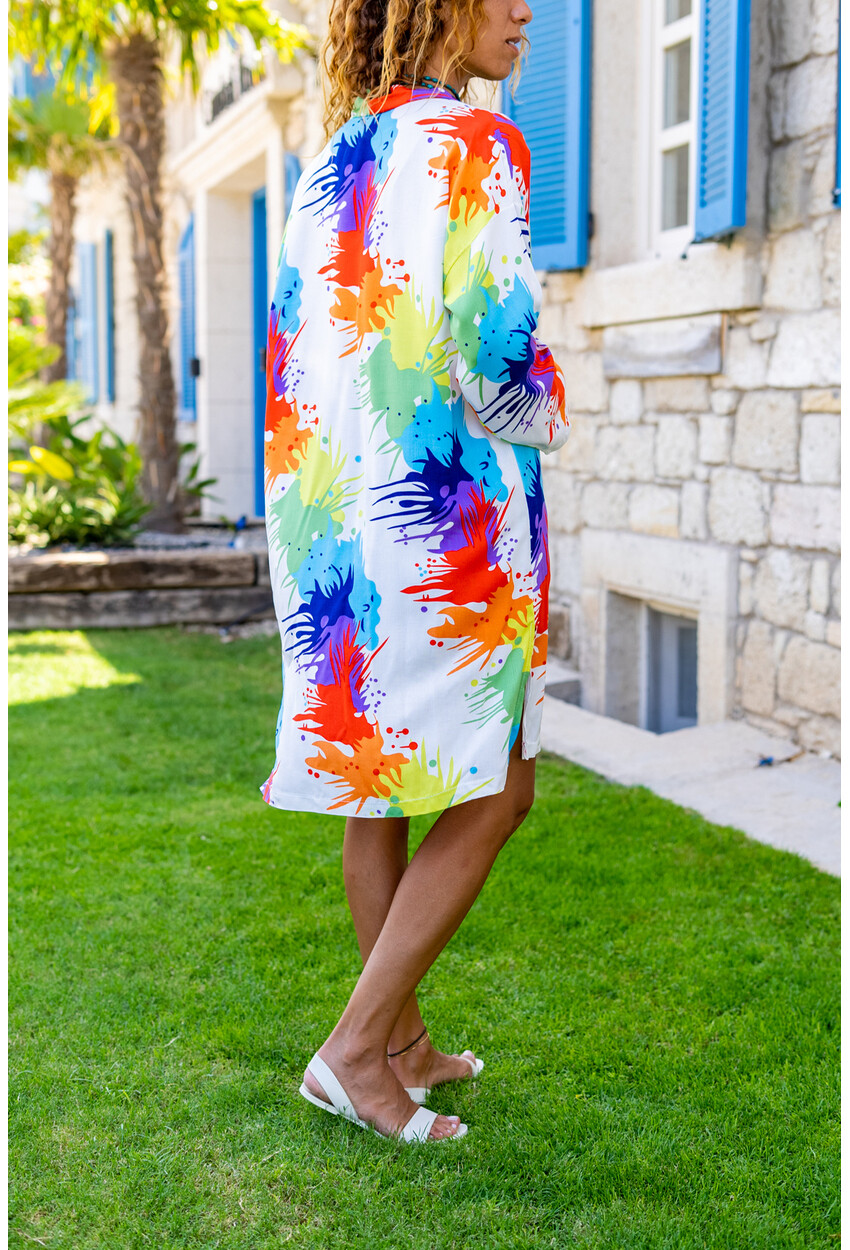 Kadın Ekru Desenli Salaş Kimono BST3158MSE