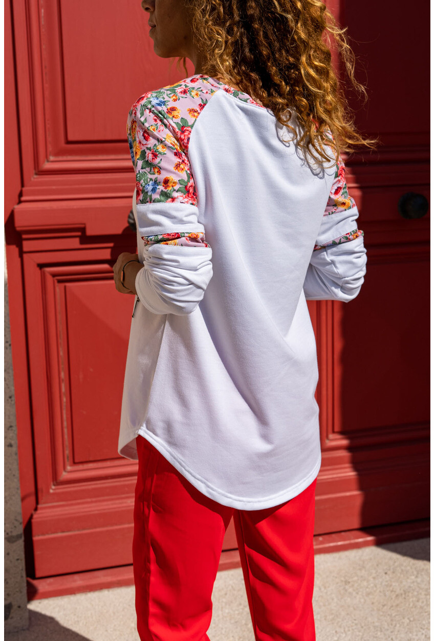 Kadın Ekru Raglan Kol Baskılı Garnili Sweatshirt Cck3101