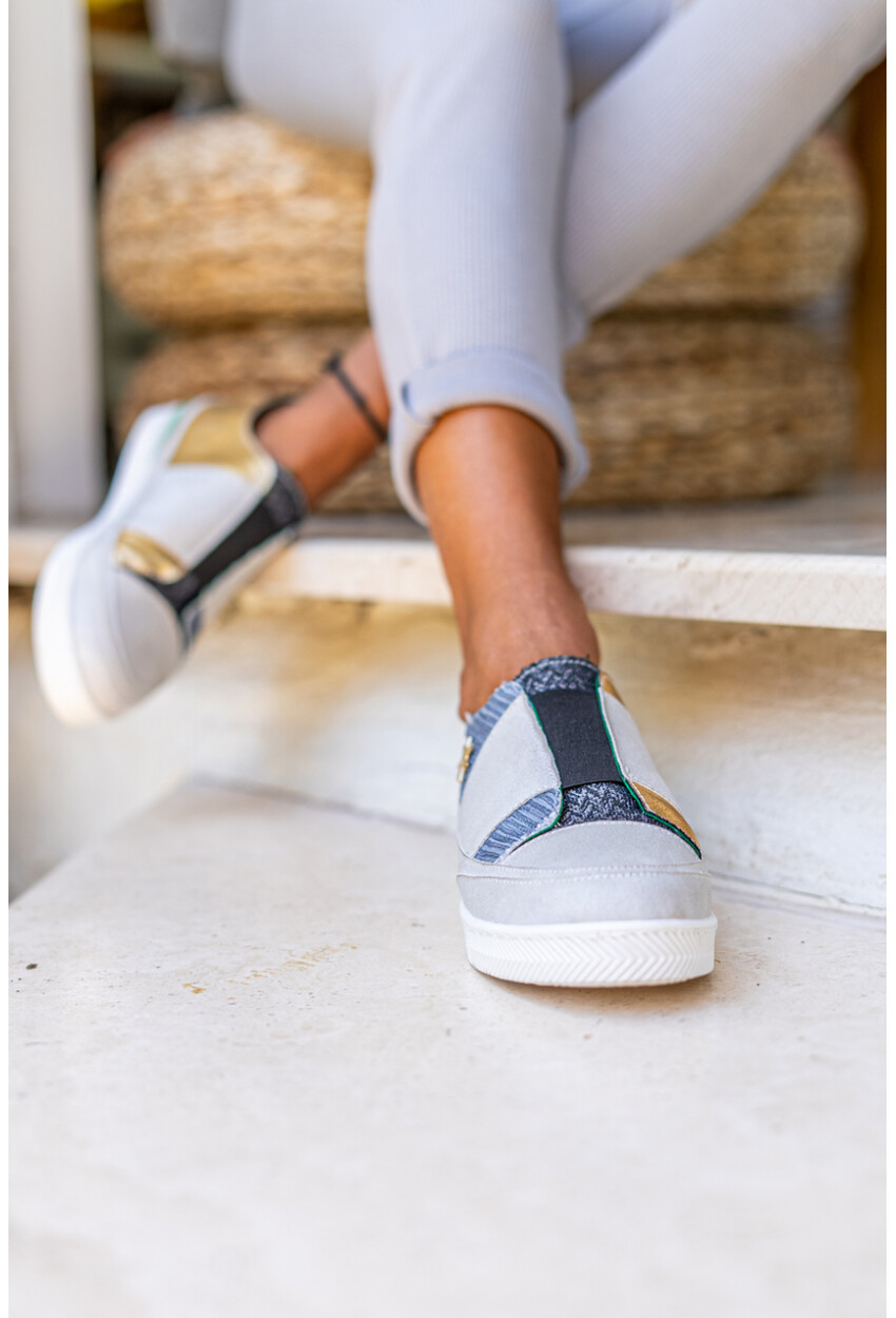 Guki35 Kadın Gri-Gold Günlük Rahat Vegan Lucky Sneaker Gk-Orionis038