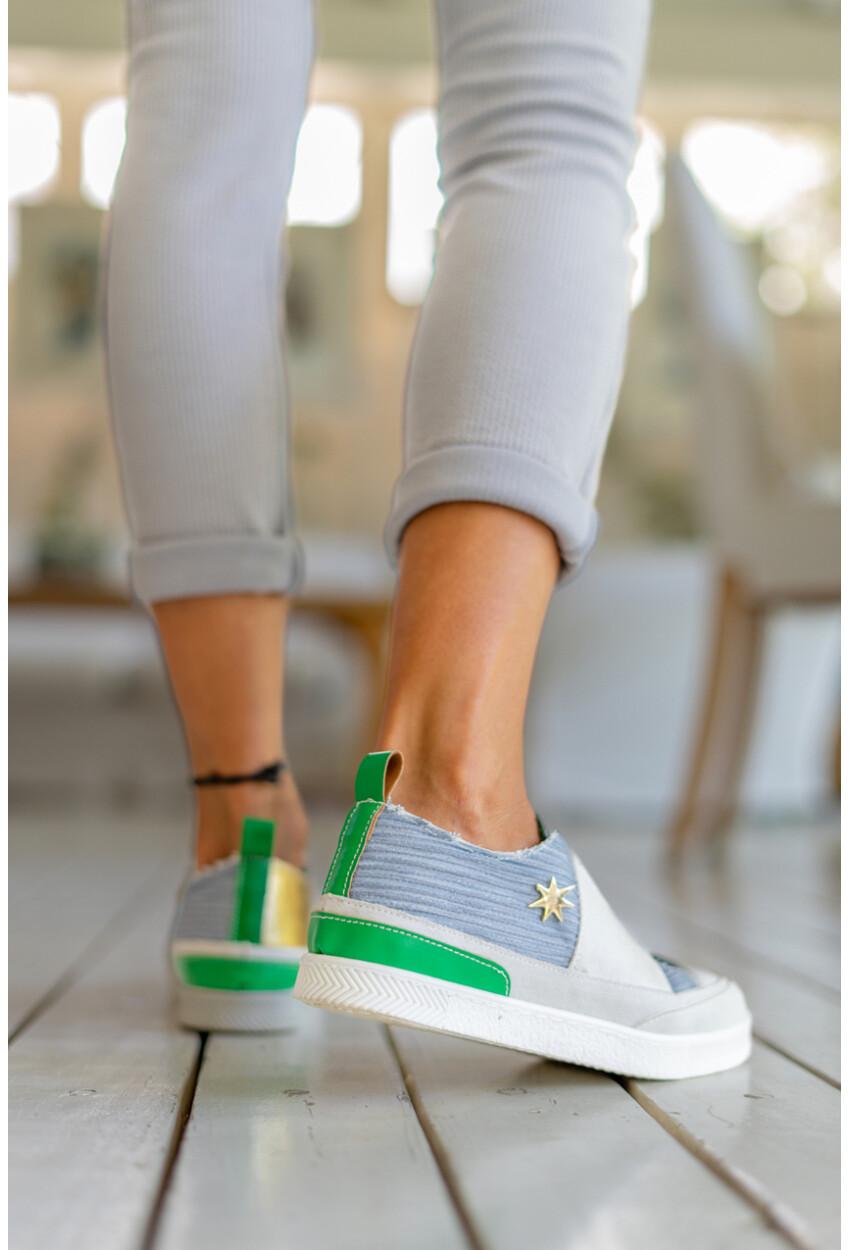 Guki35 Kadın Gri-Gold Günlük Rahat Vegan Lucky Sneaker Gk-Orionis038