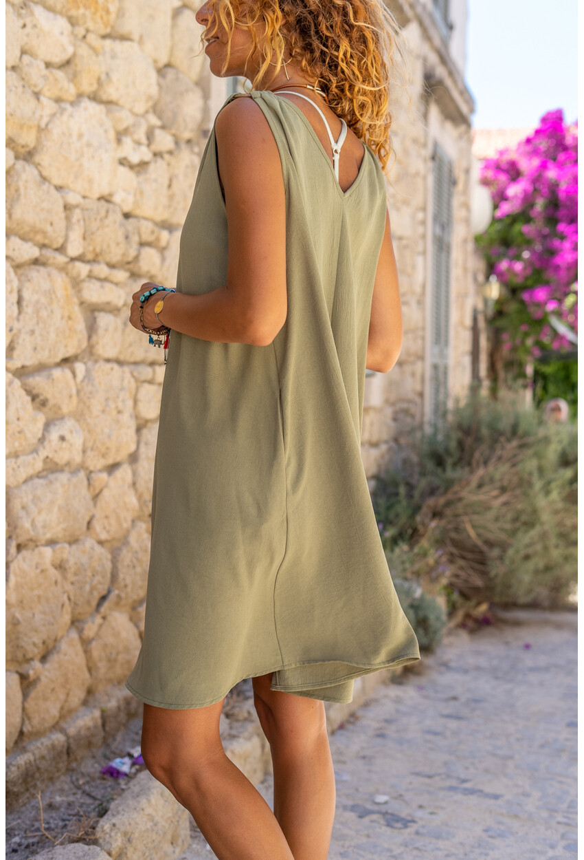 Womens Khaki A-Line Buckled Airobin Dress Bst3264