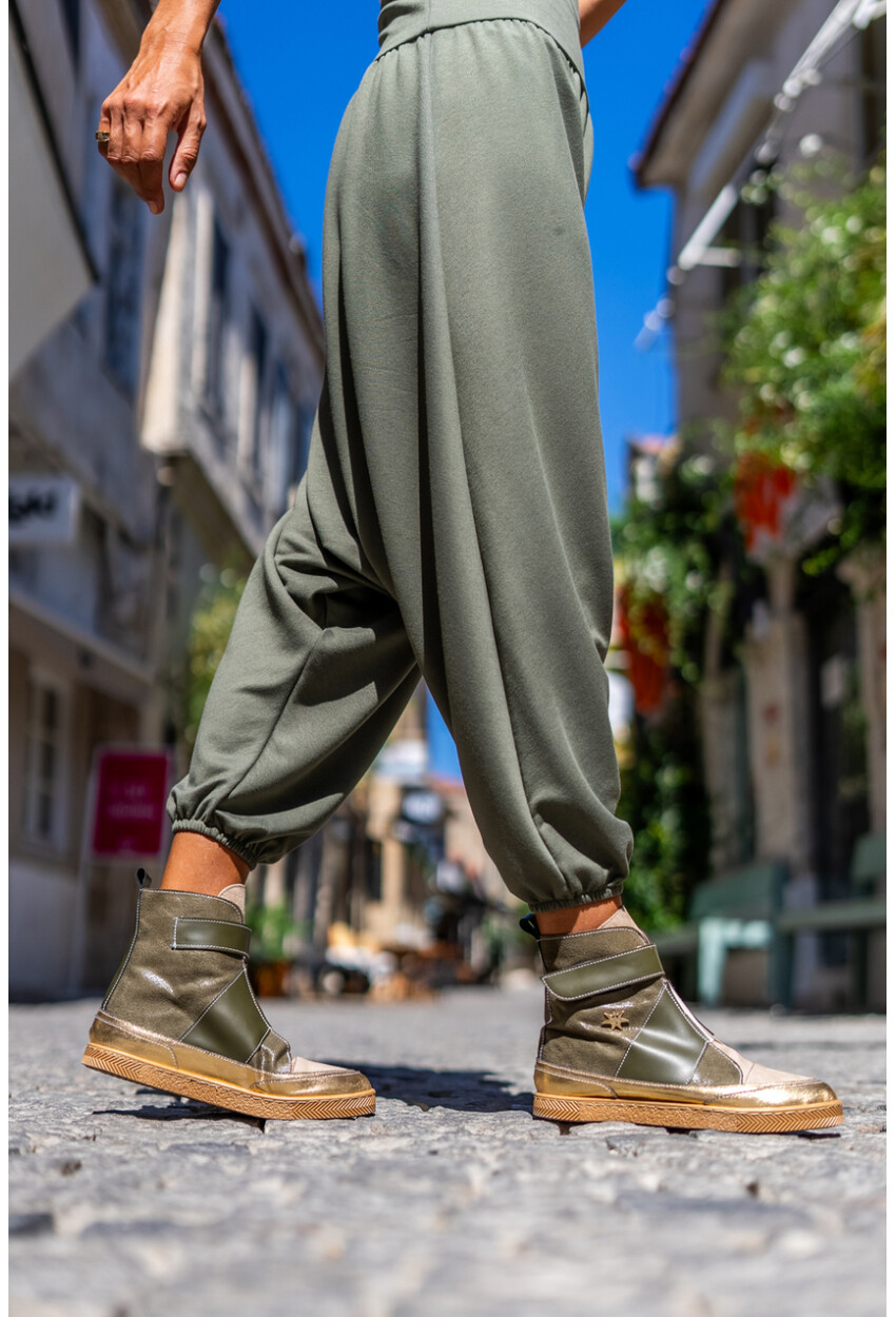 Guki35 Kadın Haki Günlük Rahat Vegan Hero High Top Sneaker Gk-Leporis035