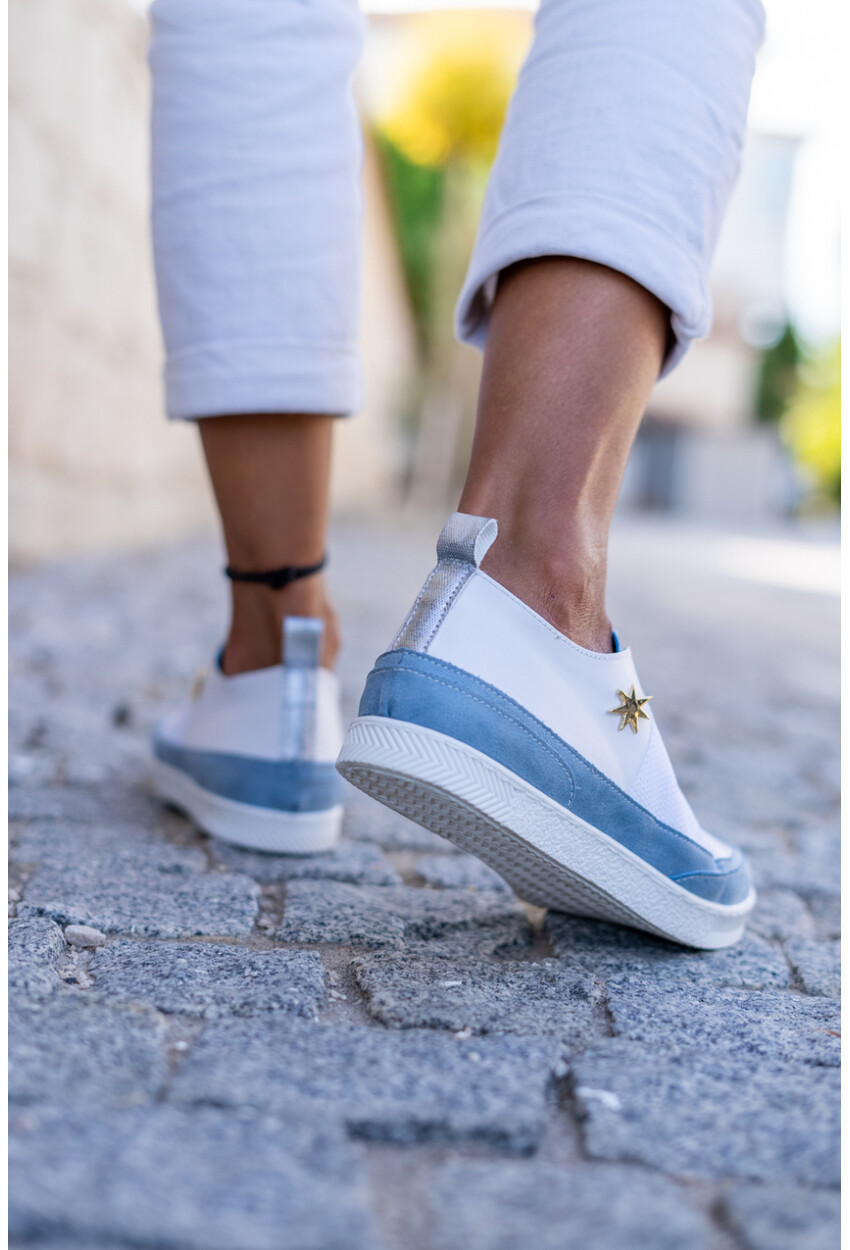 Guki35 Kadın Mavi-Beyaz Günlük Rahat Vegan Matchless Sneaker Gk-Orionis040