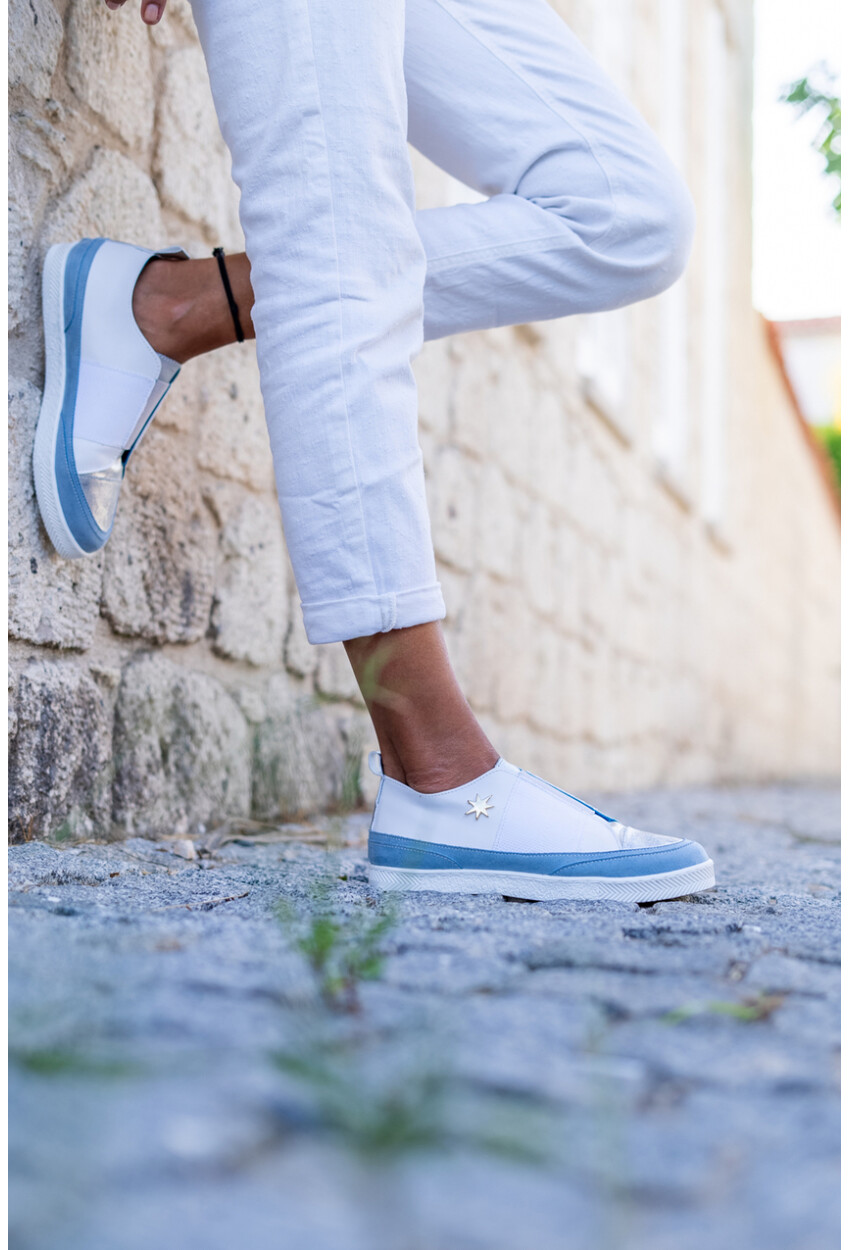 Guki35 Kadın Mavi-Beyaz Günlük Rahat Vegan Matchless Sneaker Gk-Orionis040