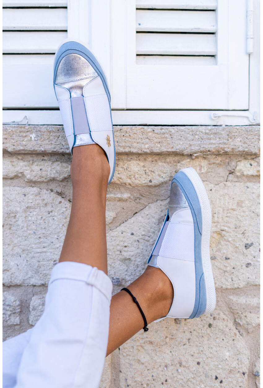 Guki35 Kadın Mavi-Beyaz Günlük Rahat Vegan Matchless Sneaker Gk-Orionis040