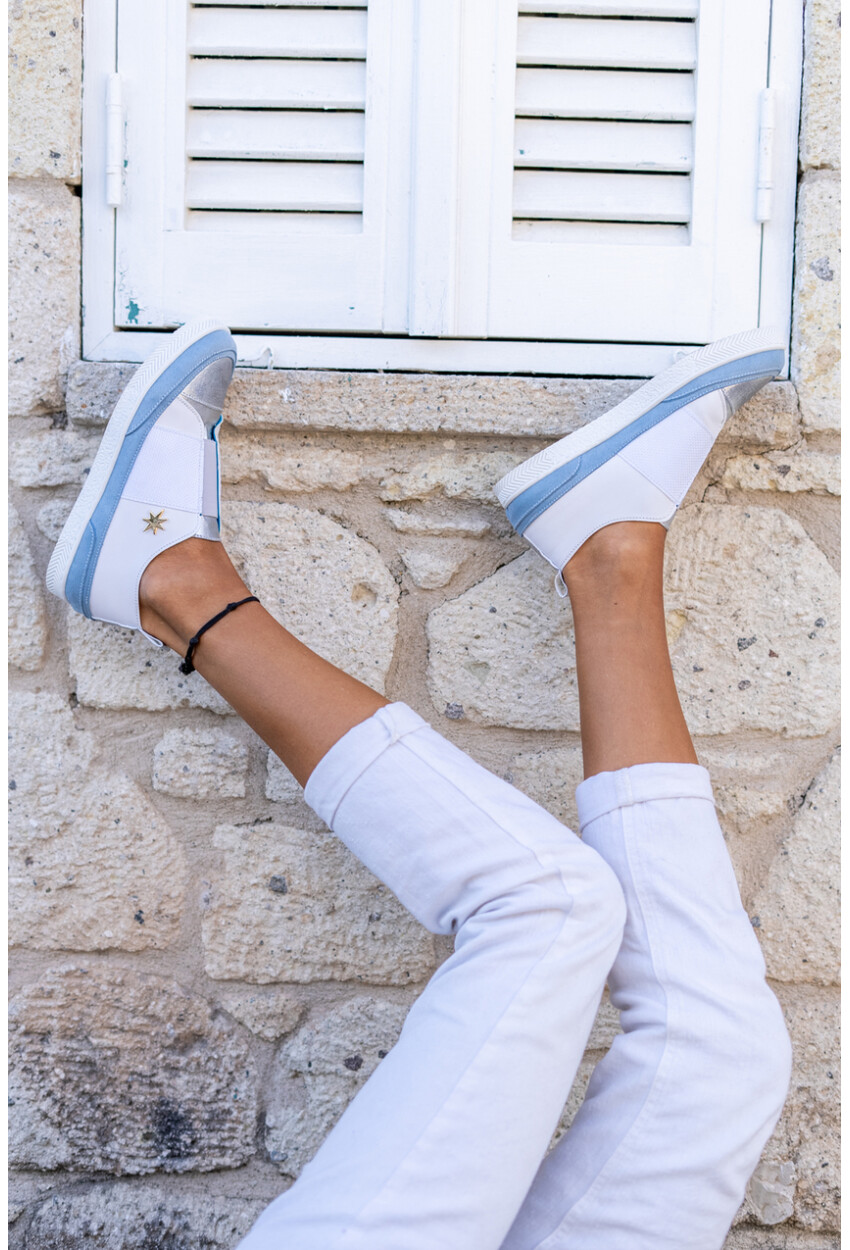 Guki35 Kadın Mavi-Beyaz Günlük Rahat Vegan Matchless Sneaker Gk-Orionis040