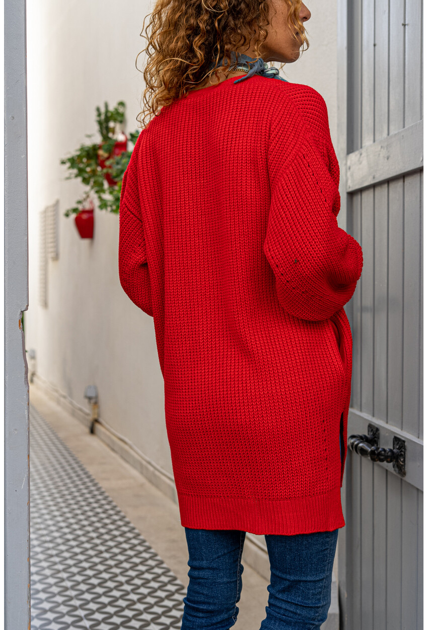 Womens Coral Pocket Loose Cardigan GK-CCK4321
