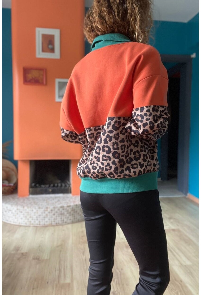Kadın Multi Yarım Patlı Çıtçıtlı Garnili Salaş Üç İplik Sweatshirt Zm2