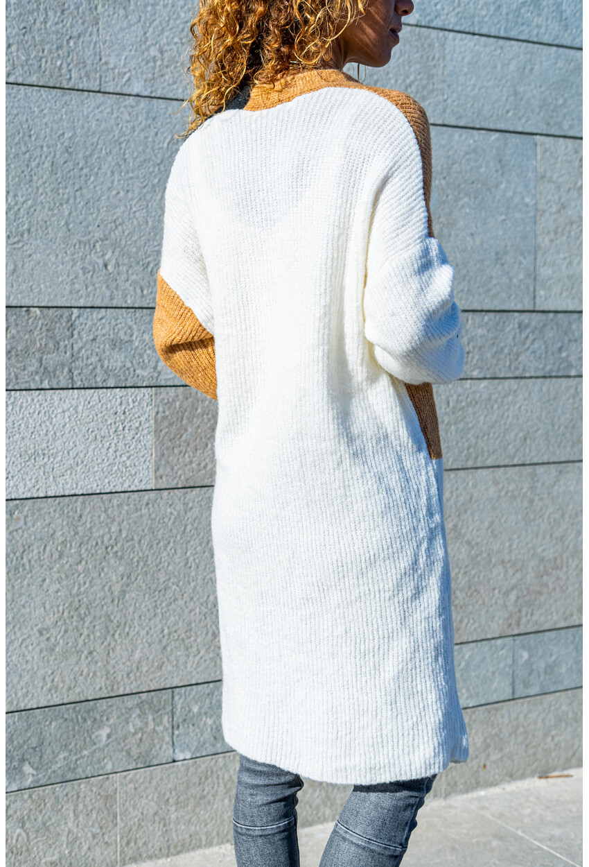 Womens Multi Soft Textured Color Block Loose Cardigan CCK5114