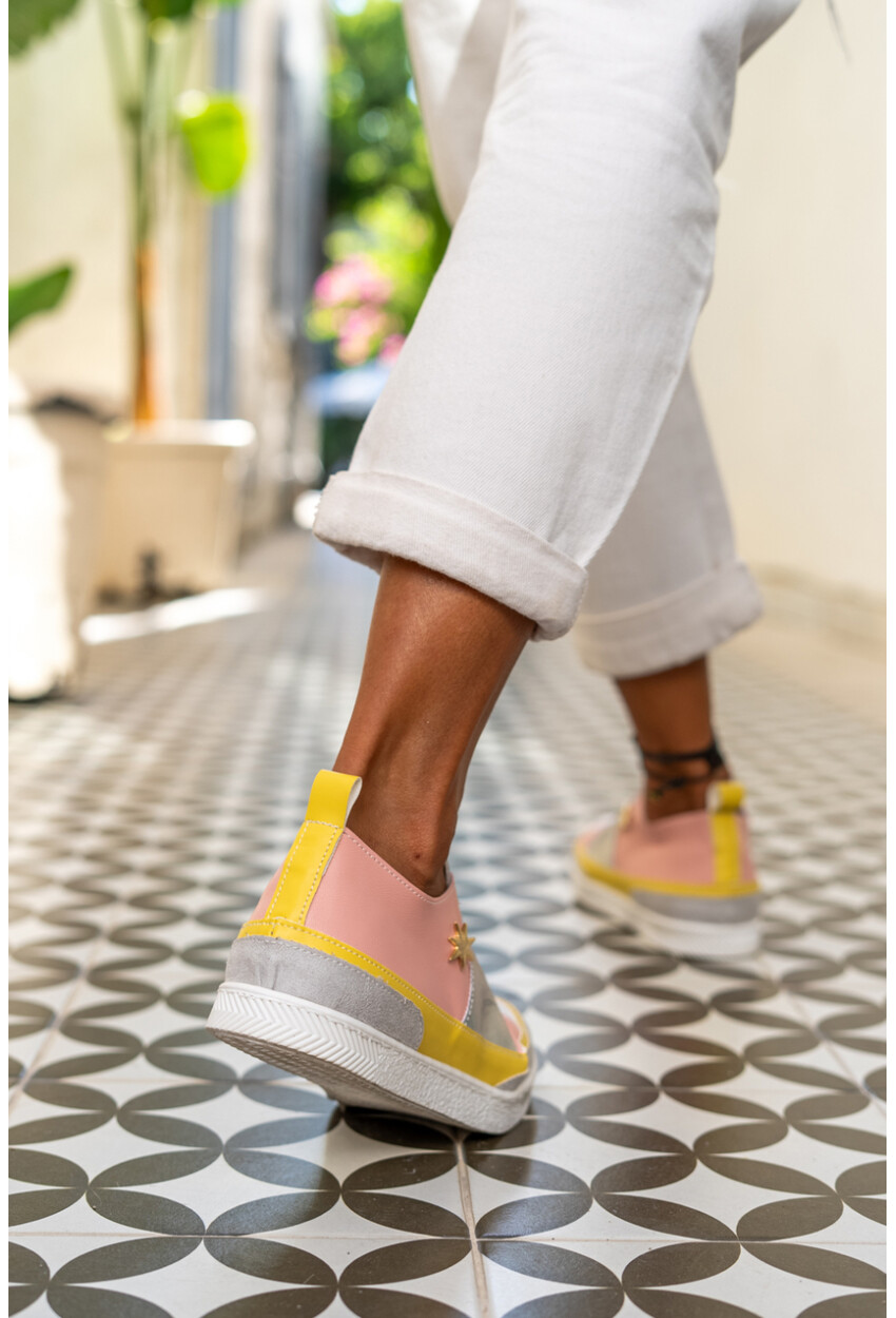 Guki35 Kadın Pudra-Gümüş Günlük Rahat Vegan Bright Sneaker Gk-Orionis039