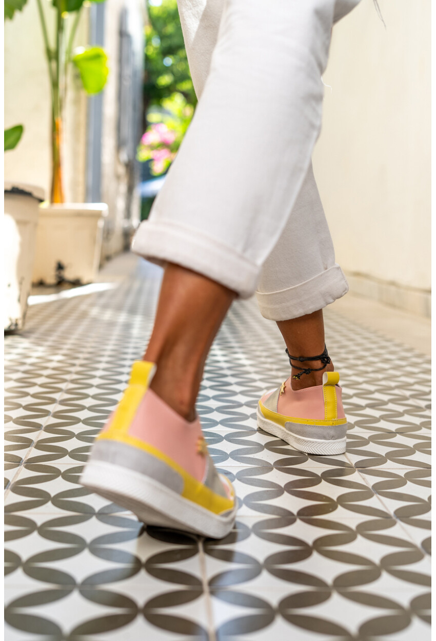 Guki35 Kadın Pudra-Gümüş Günlük Rahat Vegan Bright Sneaker Gk-Orionis039