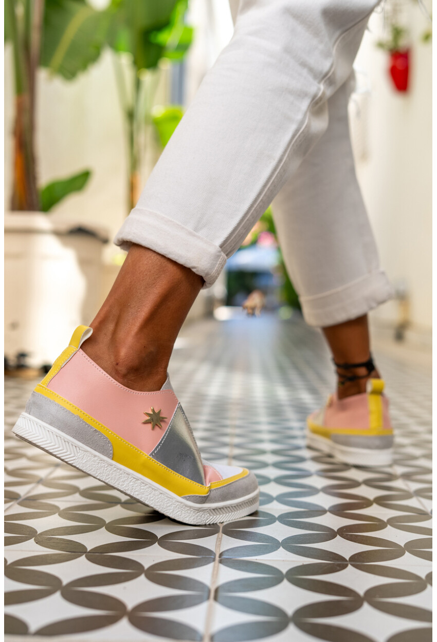 Guki35 Kadın Pudra-Gümüş Günlük Rahat Vegan Bright Sneaker Gk-Orionis039