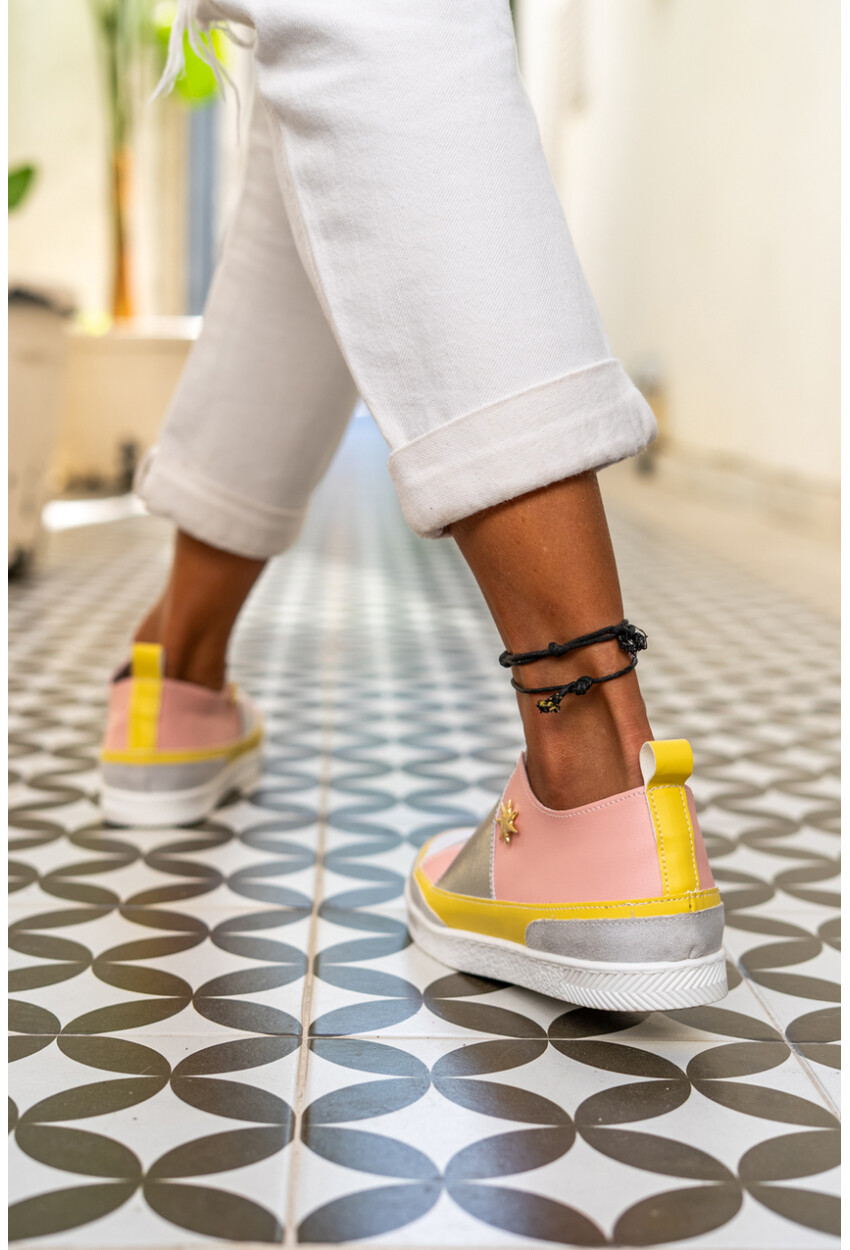 Guki35 Kadın Pudra-Gümüş Günlük Rahat Vegan Bright Sneaker Gk-Orionis039