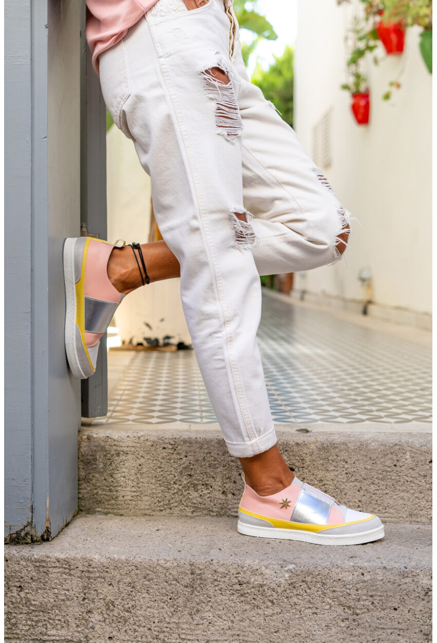 Guki35 Kadın Pudra-Gümüş Günlük Rahat Vegan Bright Sneaker Gk-Orionis039