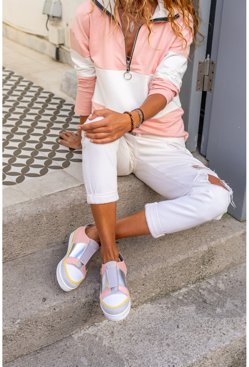 Guki35 Kadın Pudra-Gümüş Günlük Rahat Vegan Bright Sneaker Gk-Orionis039