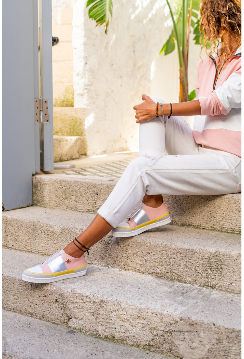 Guki35 Kadın Pudra-Gümüş Günlük Rahat Vegan Bright Sneaker Gk-Orionis039