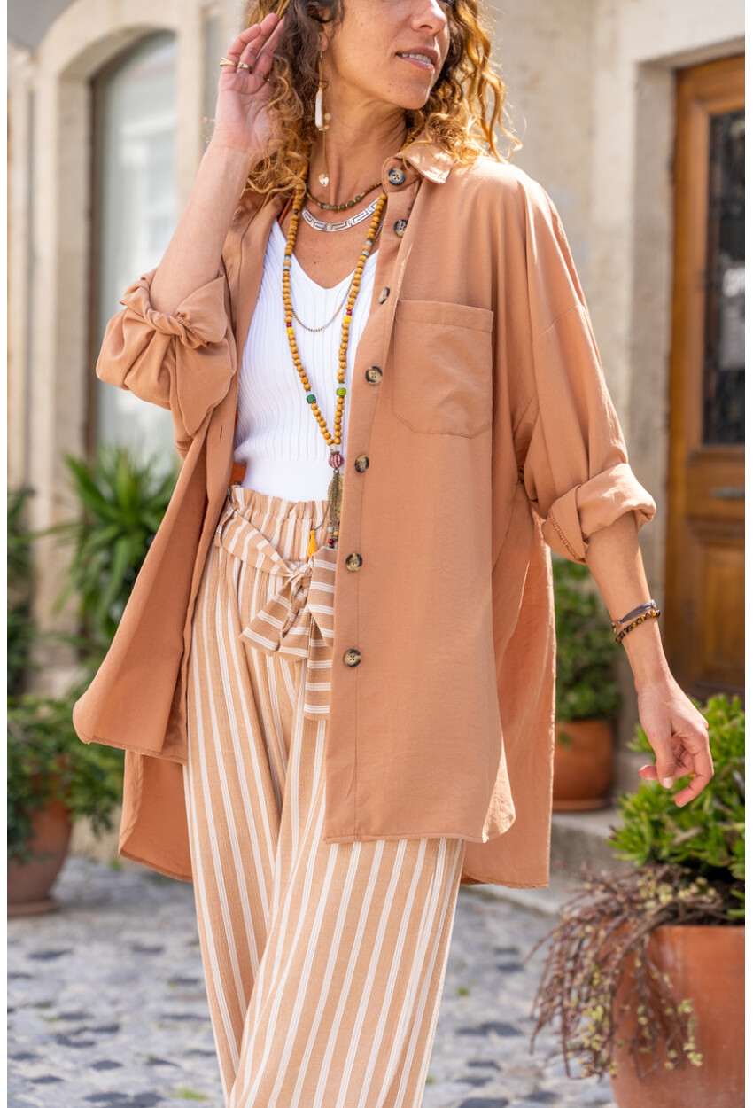 Kadın Pudra Tek Cep Gömlek 1St13