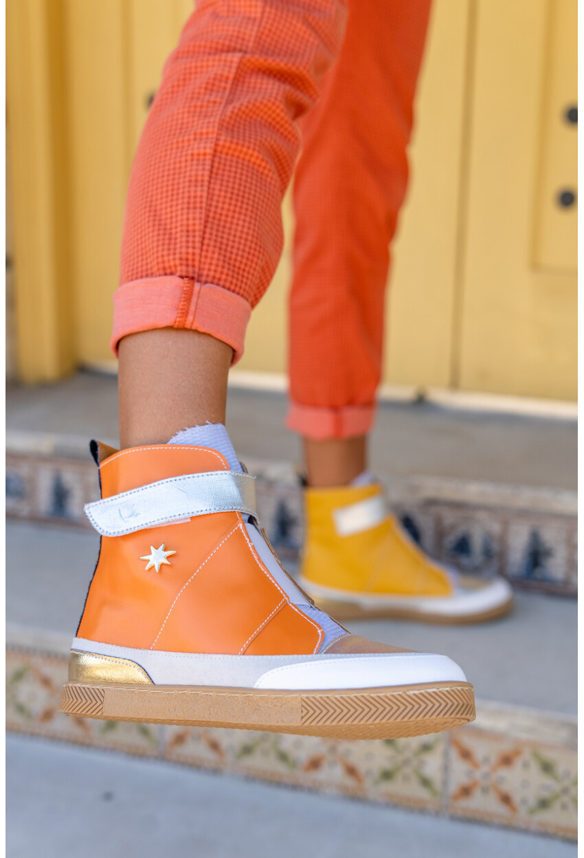 Guki35 Kadın Sarı-Turuncu Günlük Rahat Vegan Warm High Top Sneaker Gk-Leporis031