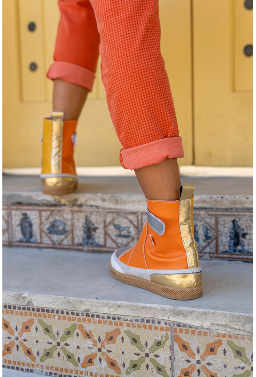 Guki35 Kadın Sarı-Turuncu Günlük Rahat Vegan Warm High Top Sneaker Gk-Leporis031