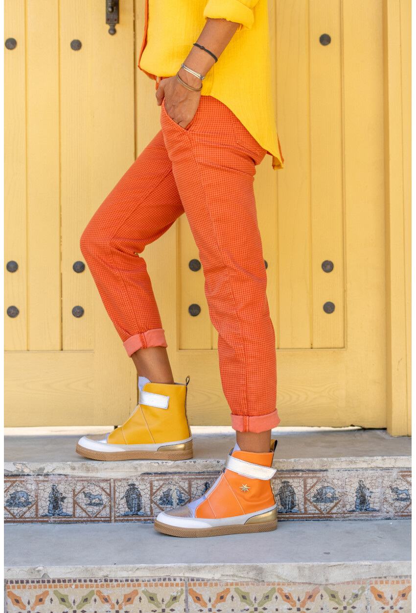 Guki35 Kadın Sarı-Turuncu Günlük Rahat Vegan Warm High Top Sneaker Gk-Leporis031