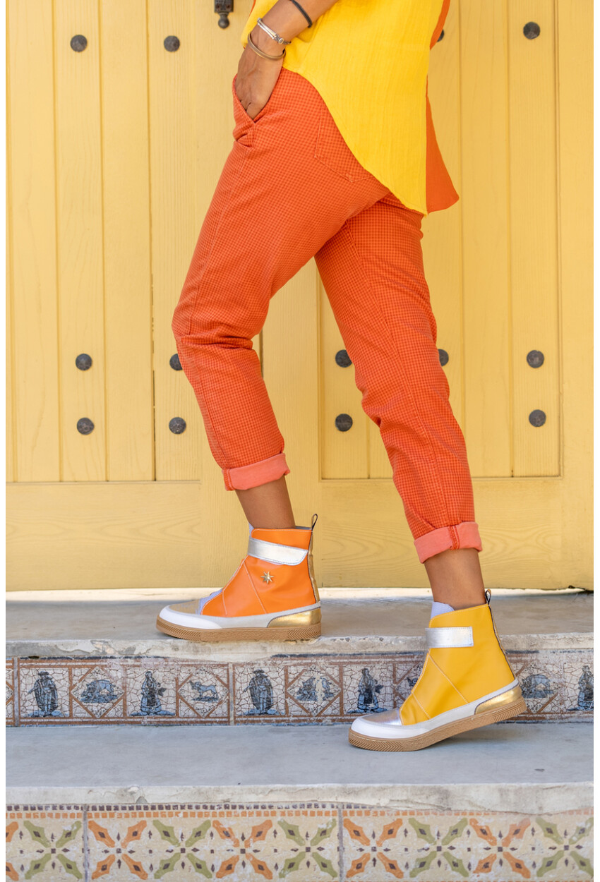 Guki35 Kadın Sarı-Turuncu Günlük Rahat Vegan Warm High Top Sneaker Gk-Leporis031