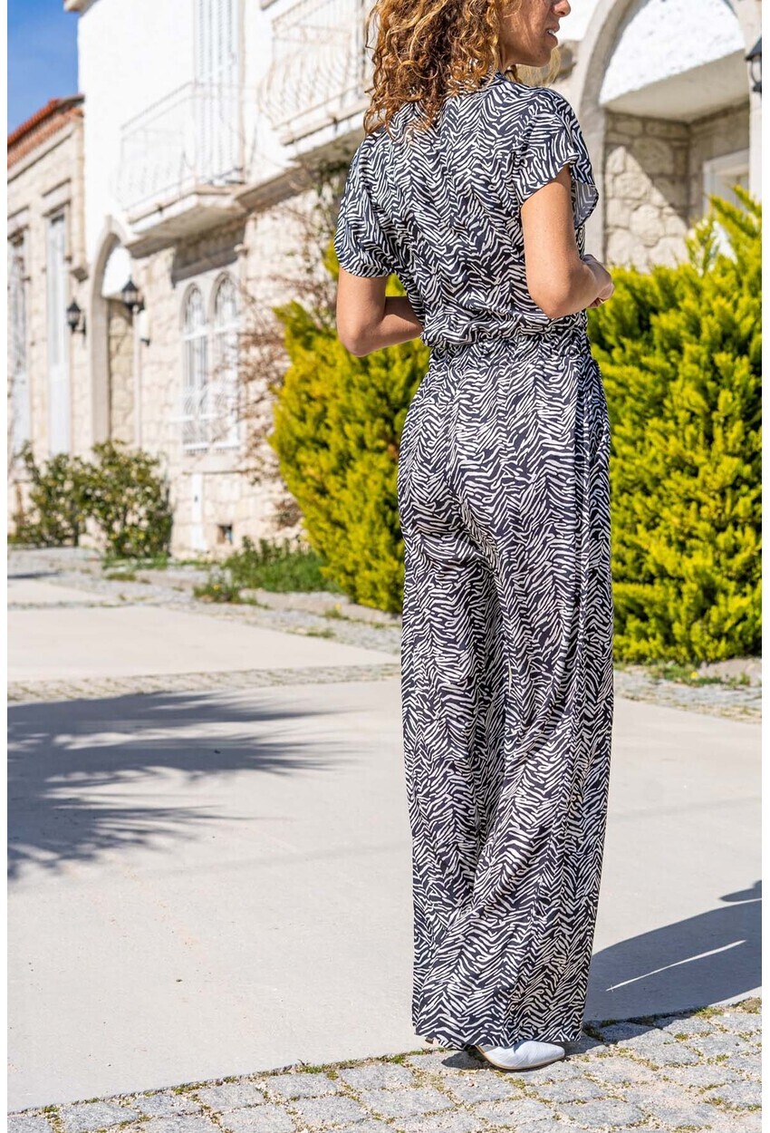 Siyah Saten Beli Lastikli Cepli Bol Paça Tulum Bst3235