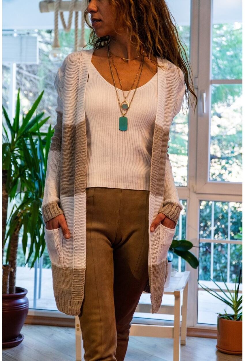 Womens Stone Crepe Cardigan GK-CCK14002
